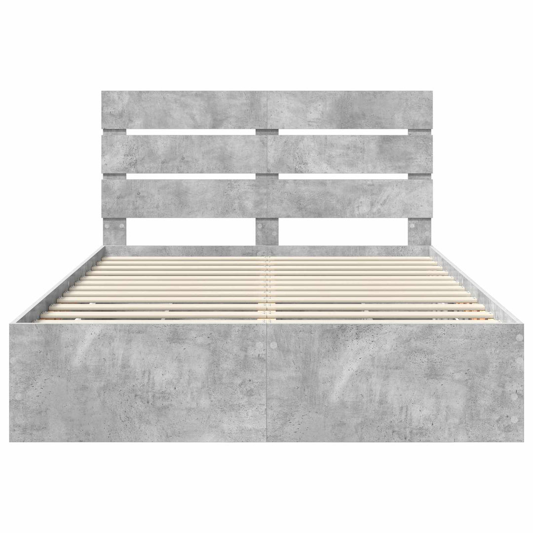 Sengestel med skuffe Beton Grå 140 x 200 cm Ingeniørtræ
