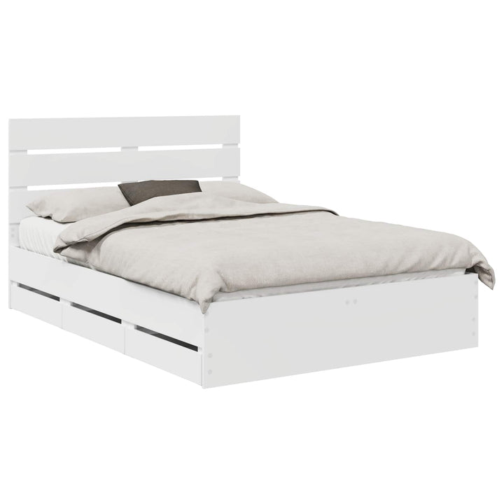 Sengestel med skuffe Hvid 140 x 190 cm Ingeniørtræ