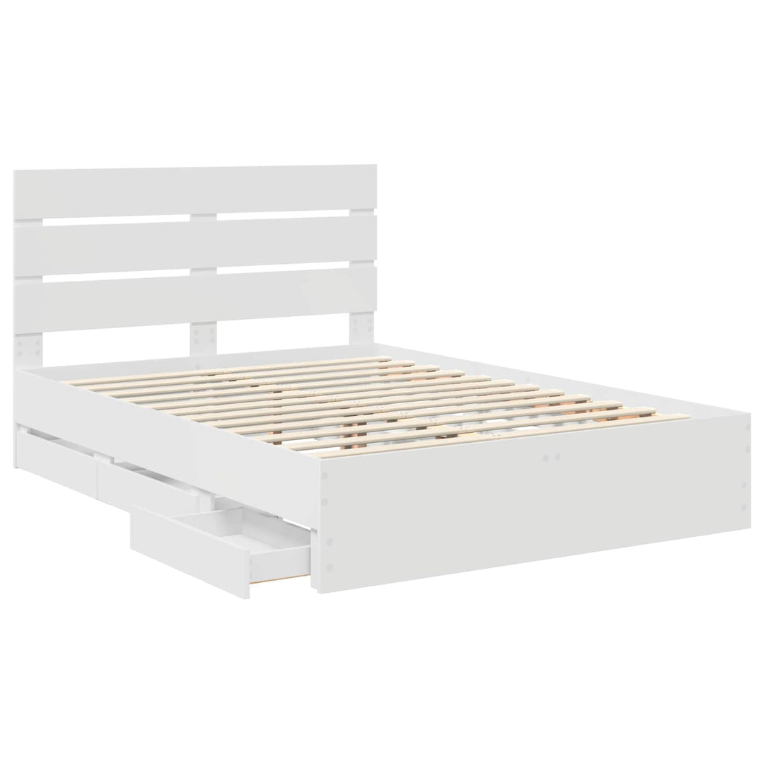 Sengestel med skuffe Hvid 140 x 190 cm Ingeniørtræ