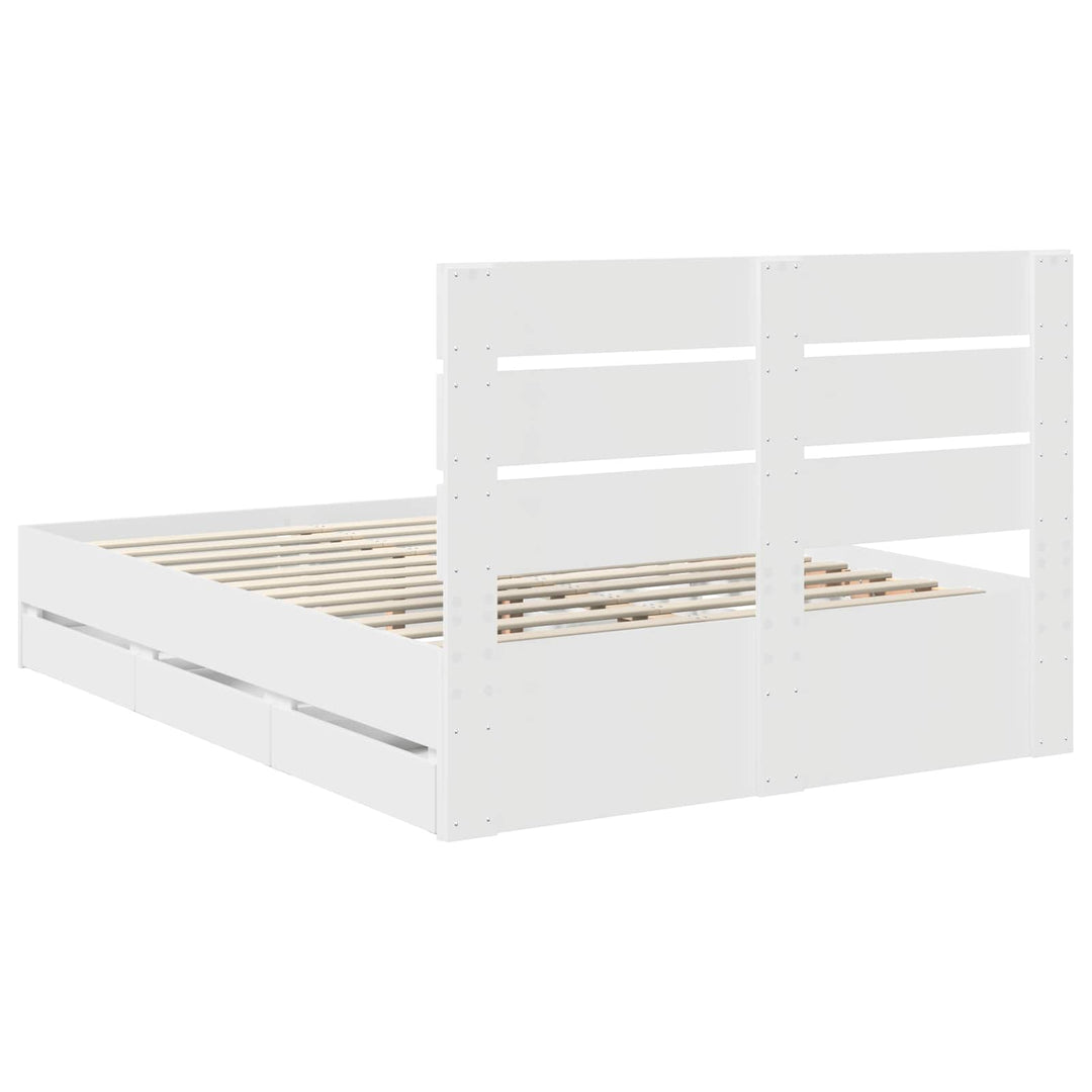 Sengestel med skuffe Hvid 140 x 190 cm Ingeniørtræ