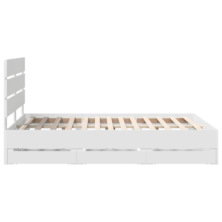 Sengestel med skuffe Hvid 140 x 190 cm Ingeniørtræ