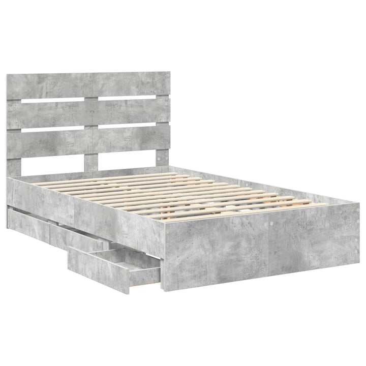 Sengestel med skuffe Beton Grå 135 x 190 cm Ingeniørtræ