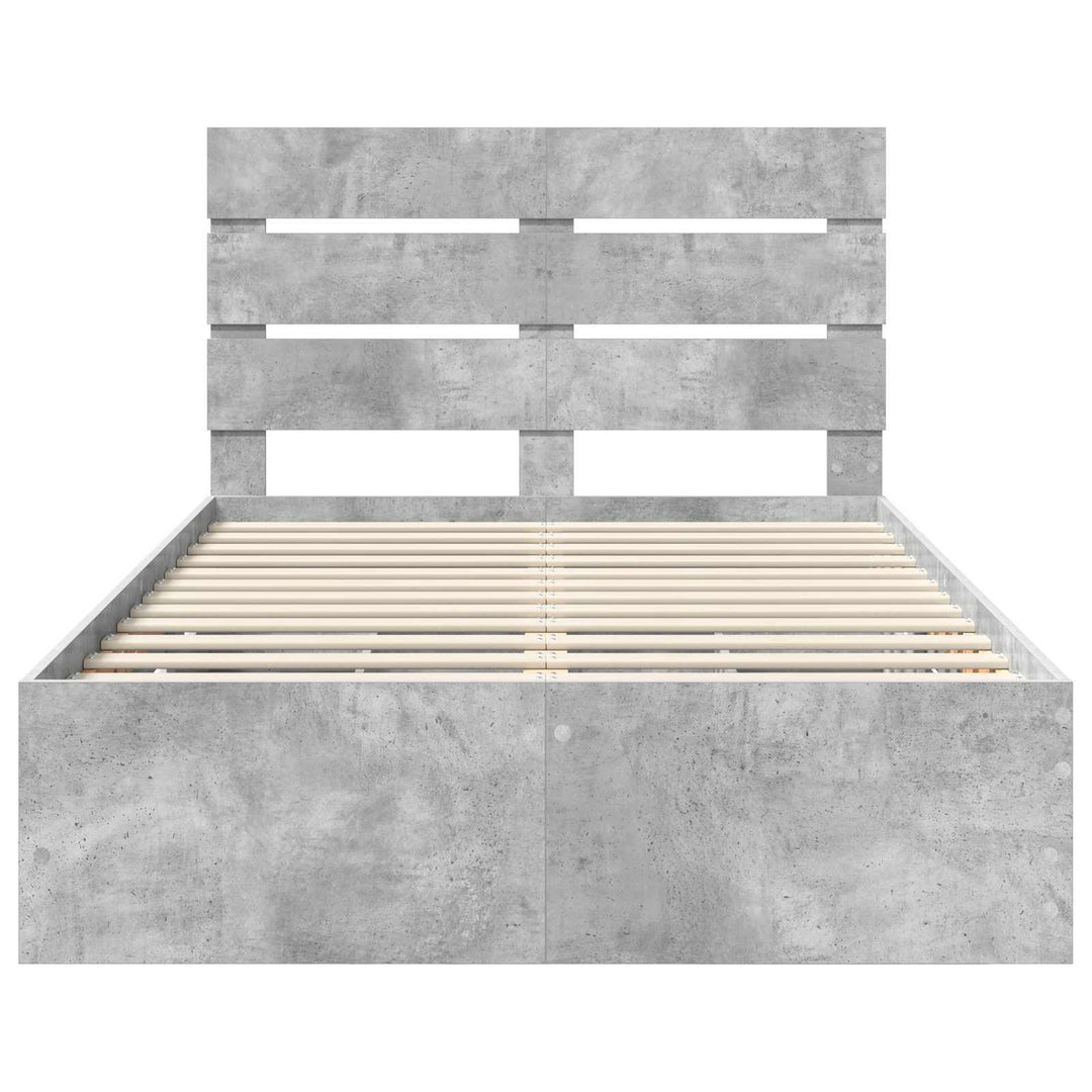 Sengestel med skuffe Beton Grå 135 x 190 cm Ingeniørtræ