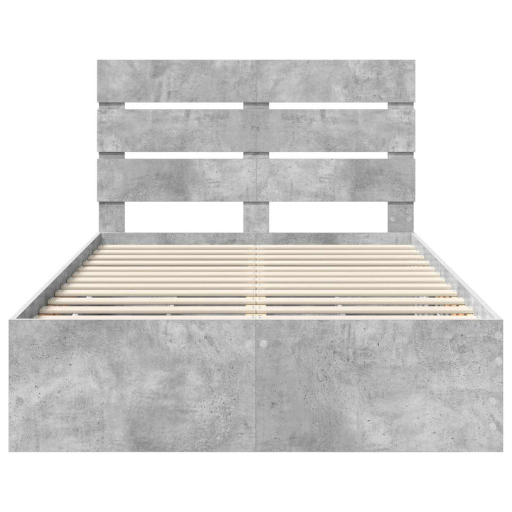 Sengestel med skuffe Beton Grå 135 x 190 cm Ingeniørtræ