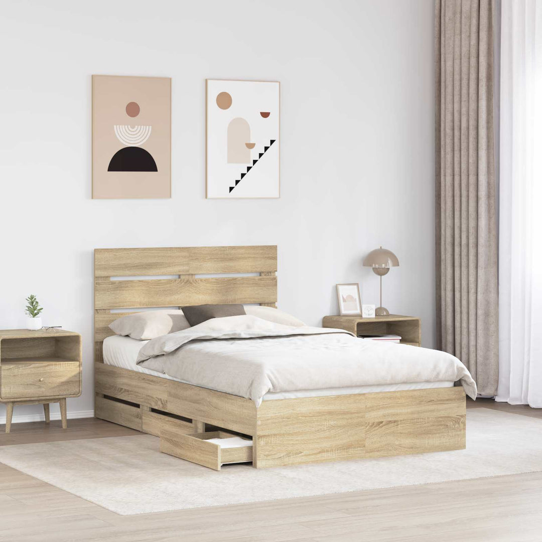 Sengestel med skuffe Sonoma eg 120 x 190 cm Ingeniørtræ
