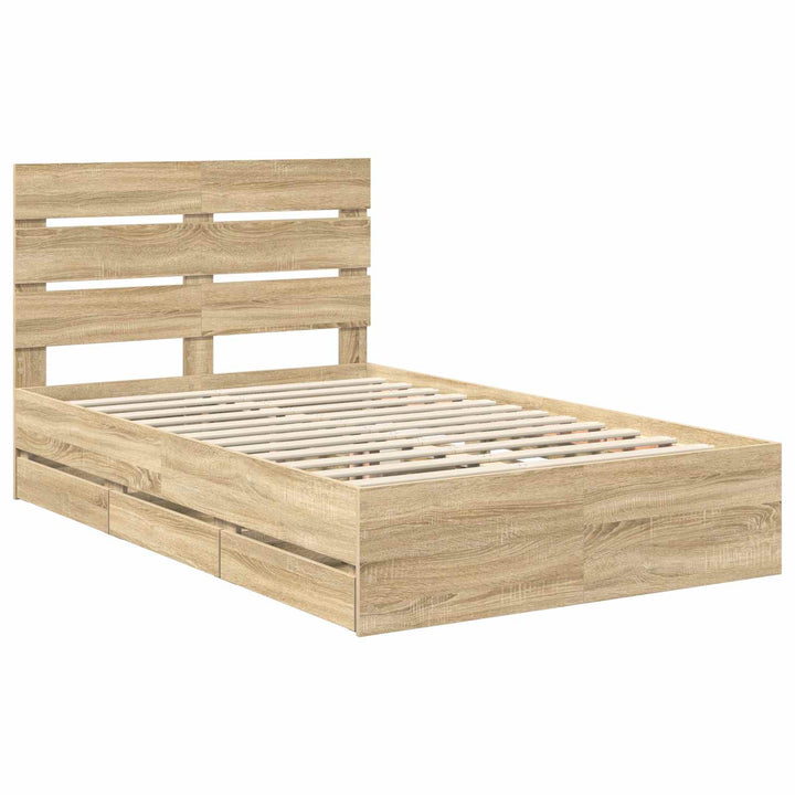 Sengestel med skuffe Sonoma eg 120 x 190 cm Ingeniørtræ