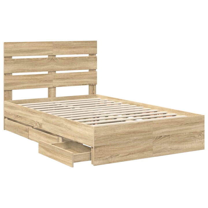 Sengestel med skuffe Sonoma eg 120 x 190 cm Ingeniørtræ