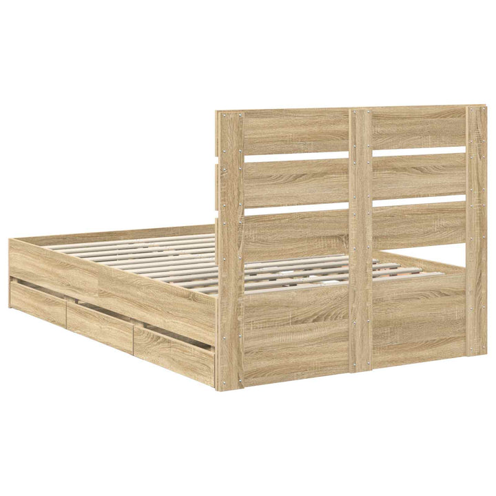 Sengestel med skuffe Sonoma eg 120 x 190 cm Ingeniørtræ