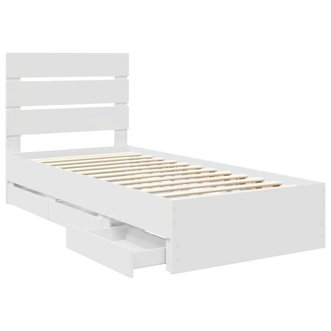 Sengestel med skuffe Hvid 100 x 200 cm Ingeniørtræ