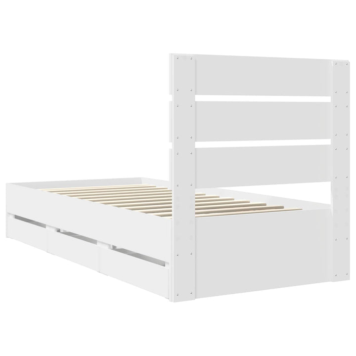 Sengestel med skuffe Hvid 100 x 200 cm Ingeniørtræ