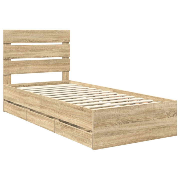 Sengestel med skuffe Sonoma eg 100 x 200 cm Ingeniørtræ