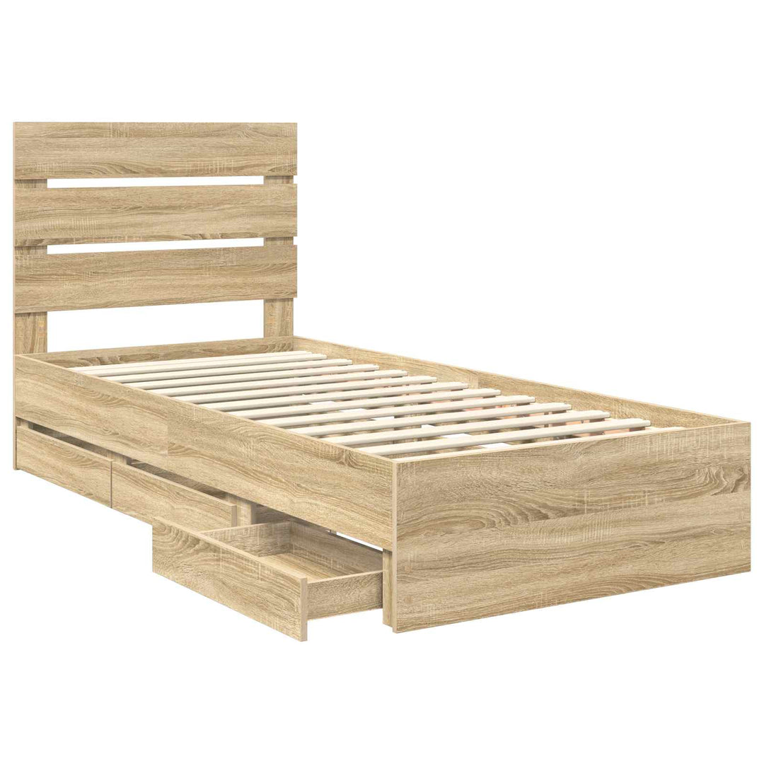 Sengestel med skuffe Sonoma eg 100 x 200 cm Ingeniørtræ