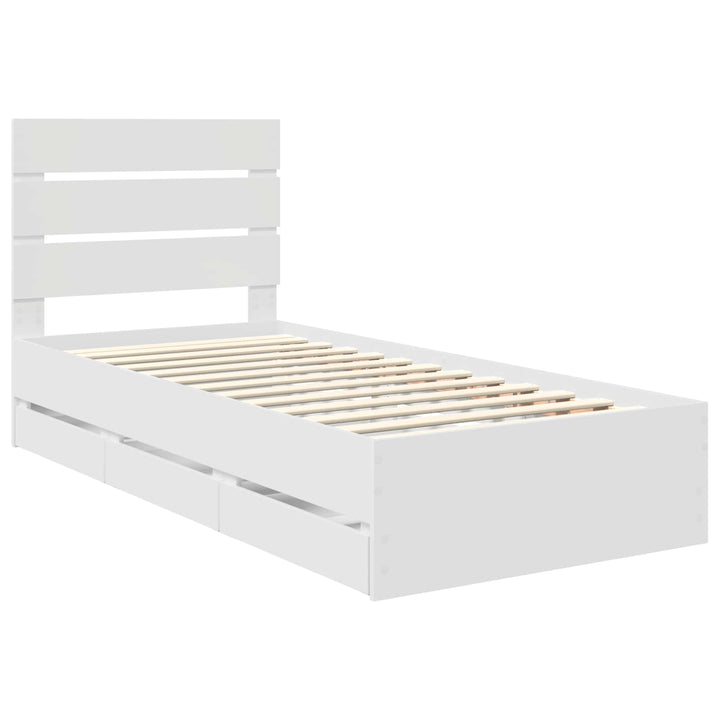 Sengestel med skuffe Hvid 90 x 200 cm Ingeniørtræ