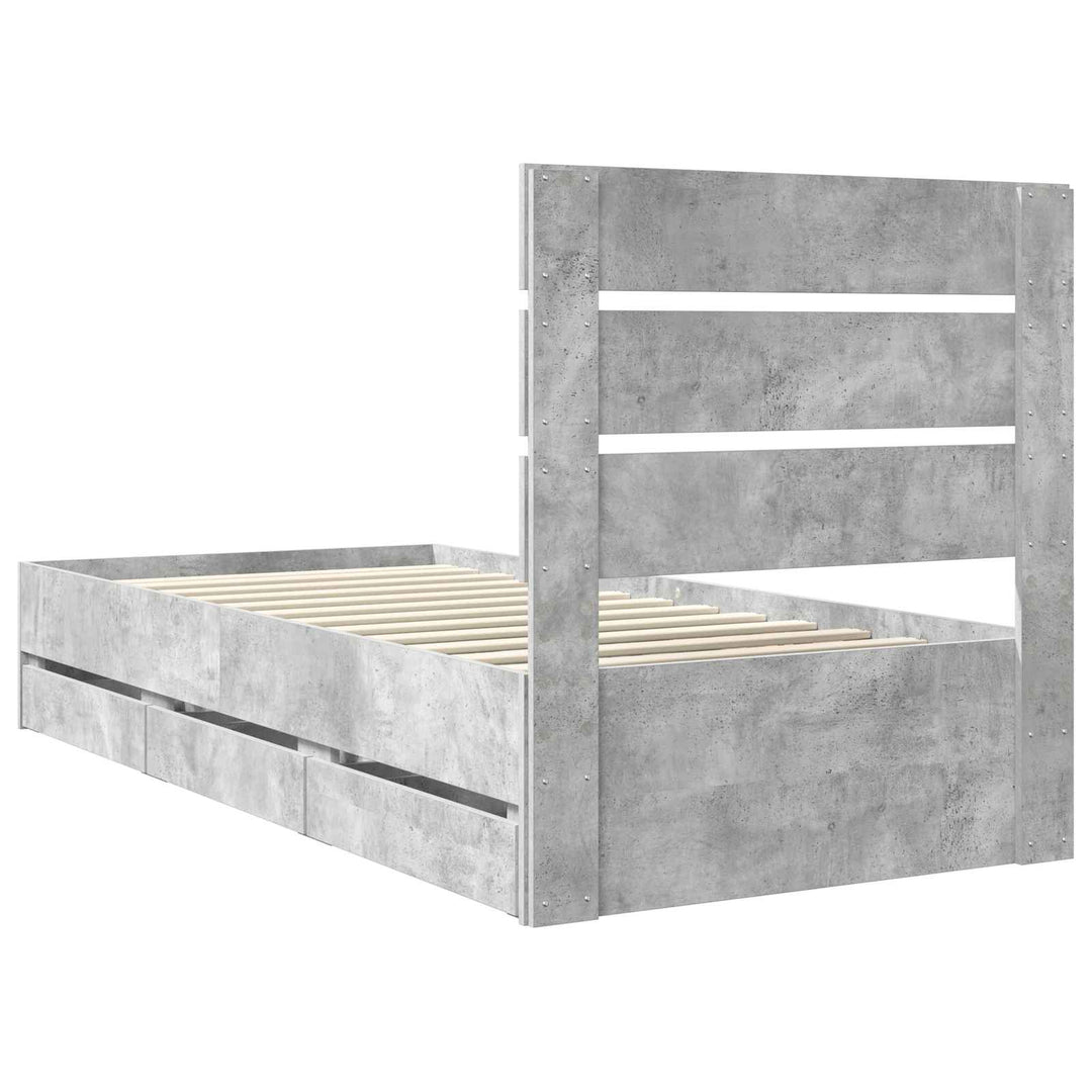 Sengestel med skuffe Beton Grå 90 x 200 cm Ingeniørtræ