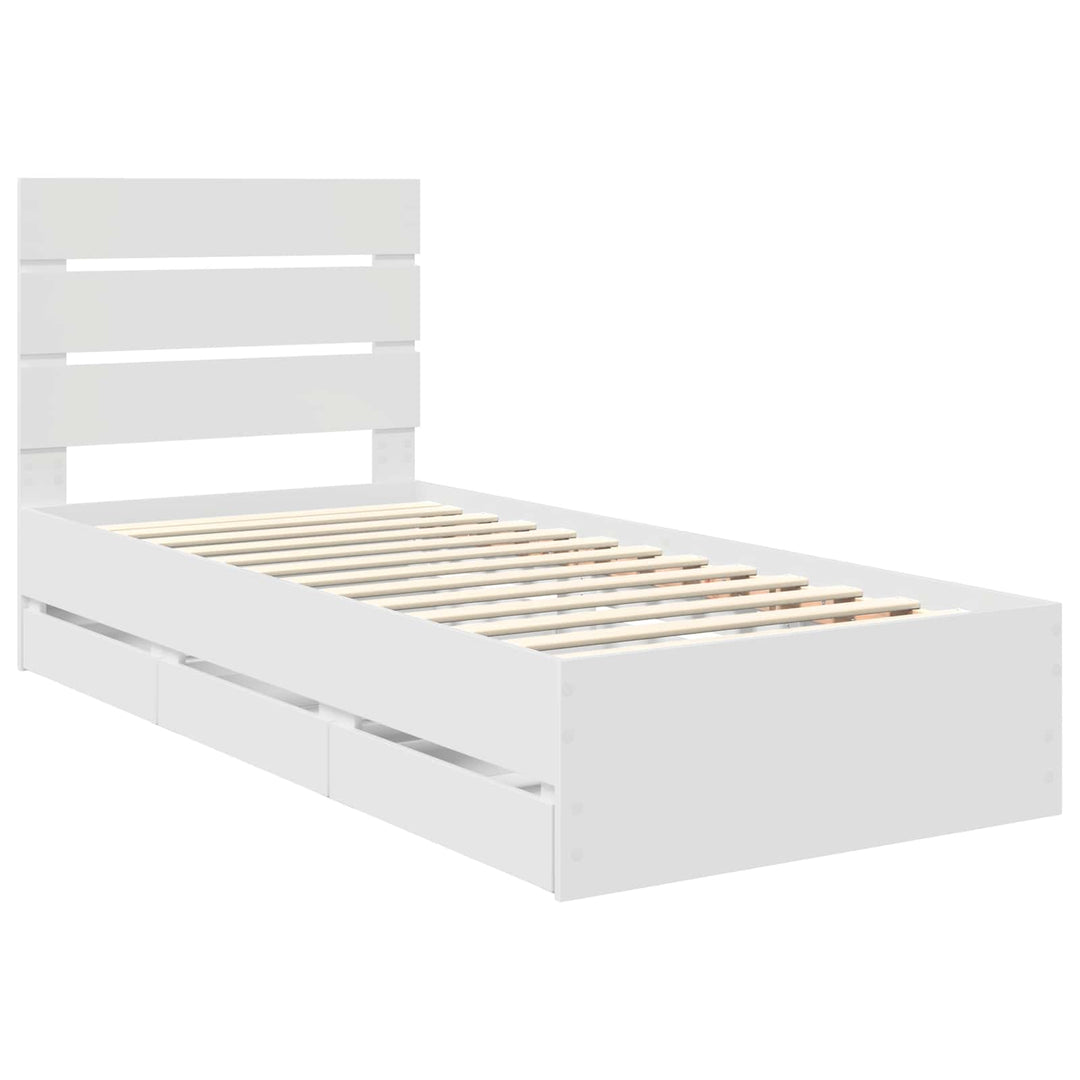 Sengestel med skuffe Hvid 90 x 190 cm Ingeniørtræ