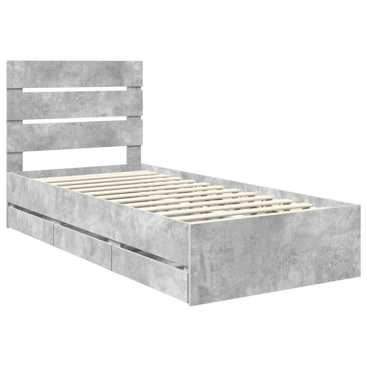 Sengestel med skuffe Beton Grå 90 x 190 cm Ingeniørtræ