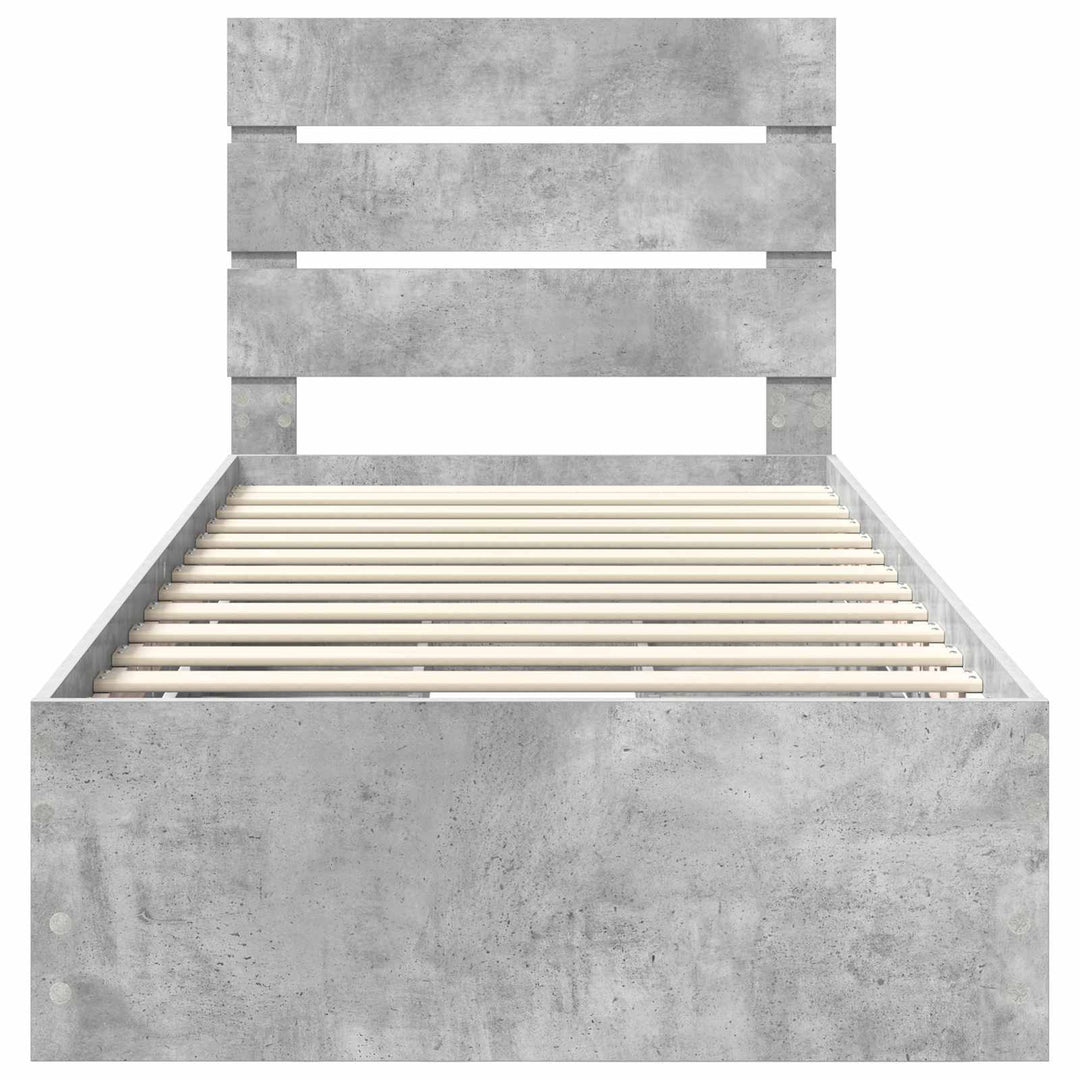 Sengestel med skuffe Beton Grå 90 x 190 cm Ingeniørtræ