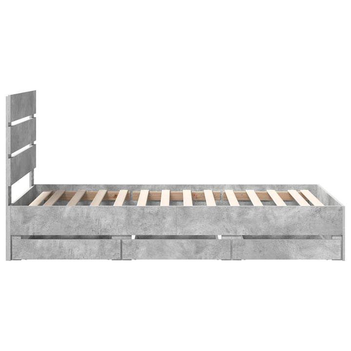 Sengestel med skuffe Beton Grå 90 x 190 cm Ingeniørtræ