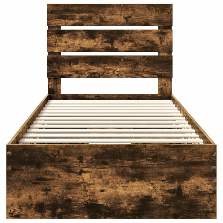 Sengestel med skuffe Røget eg 90 x 190 cm Ingeniørtræ