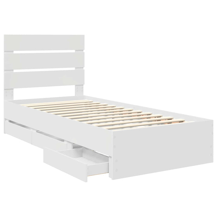 Sengestel med skuffe Hvid 75 x 190 cm Ingeniørtræ