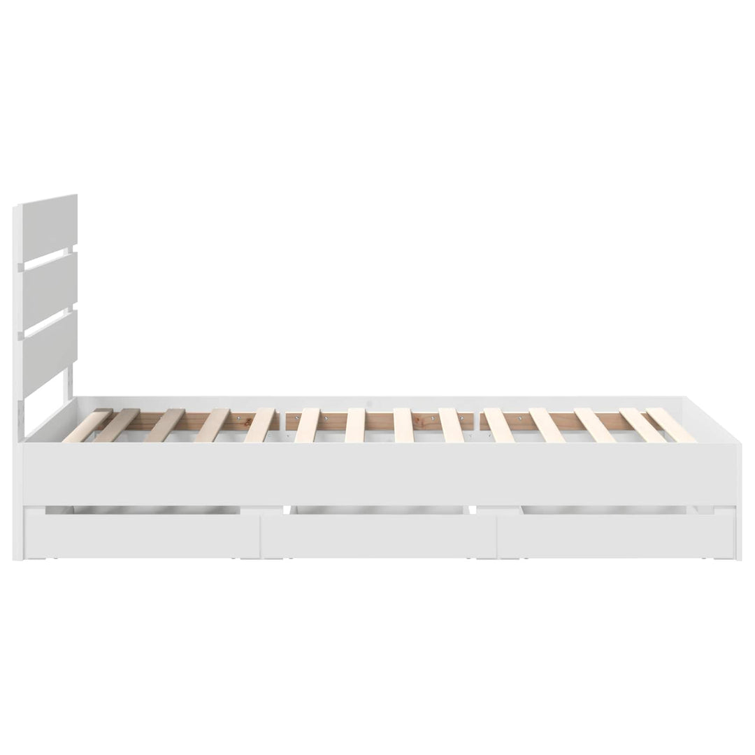 Sengestel med skuffe Hvid 75 x 190 cm Ingeniørtræ