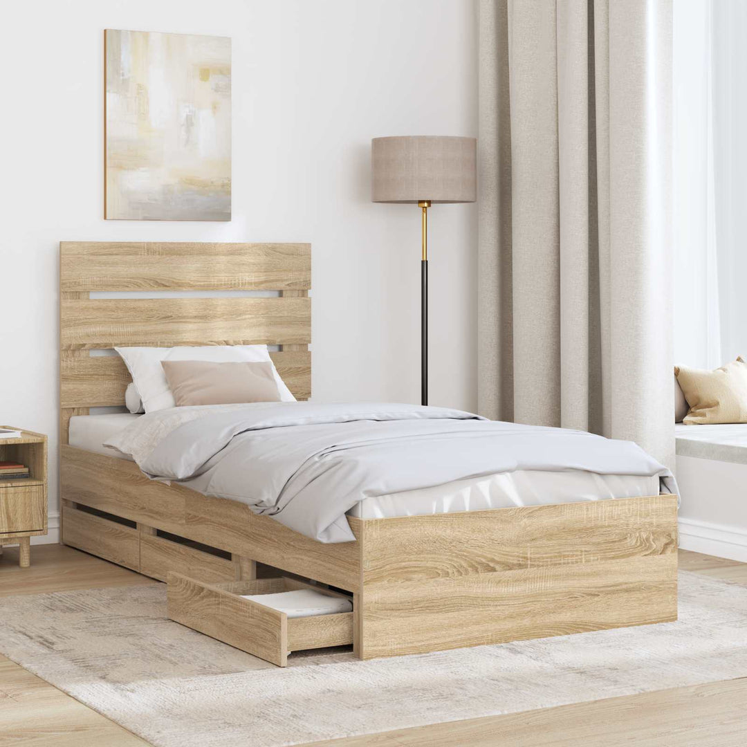 Sengestel med skuffe Sonoma eg 75 x 190 cm Ingeniørtræ