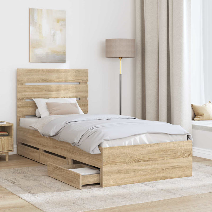 Sengestel med skuffe Sonoma eg 75 x 190 cm Ingeniørtræ