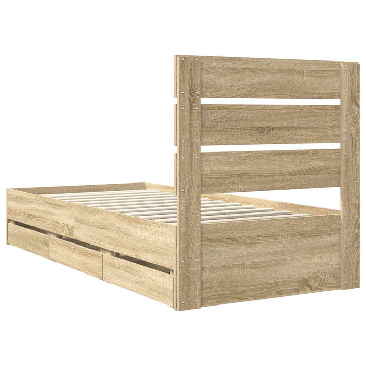 Sengestel med skuffe Sonoma eg 75 x 190 cm Ingeniørtræ