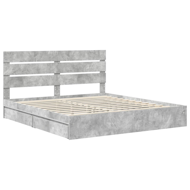 Opbevaringsseng Beton Grå 200 x 200 cm Konstrueret træ