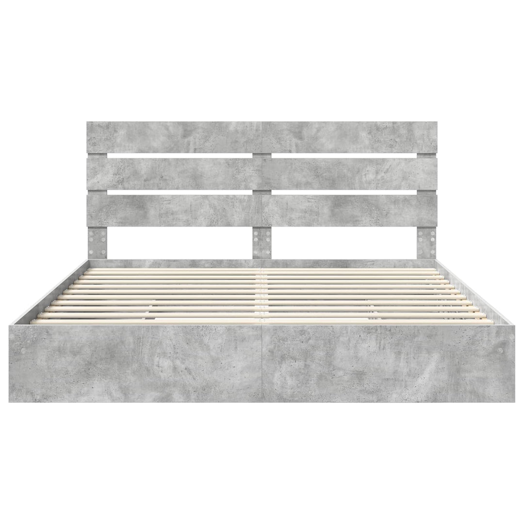 Opbevaringsseng Beton Grå 200 x 200 cm Konstrueret træ