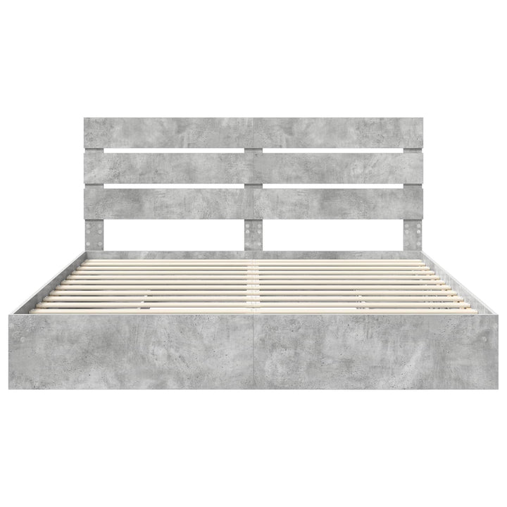 Opbevaringsseng Beton Grå 200 x 200 cm Konstrueret træ