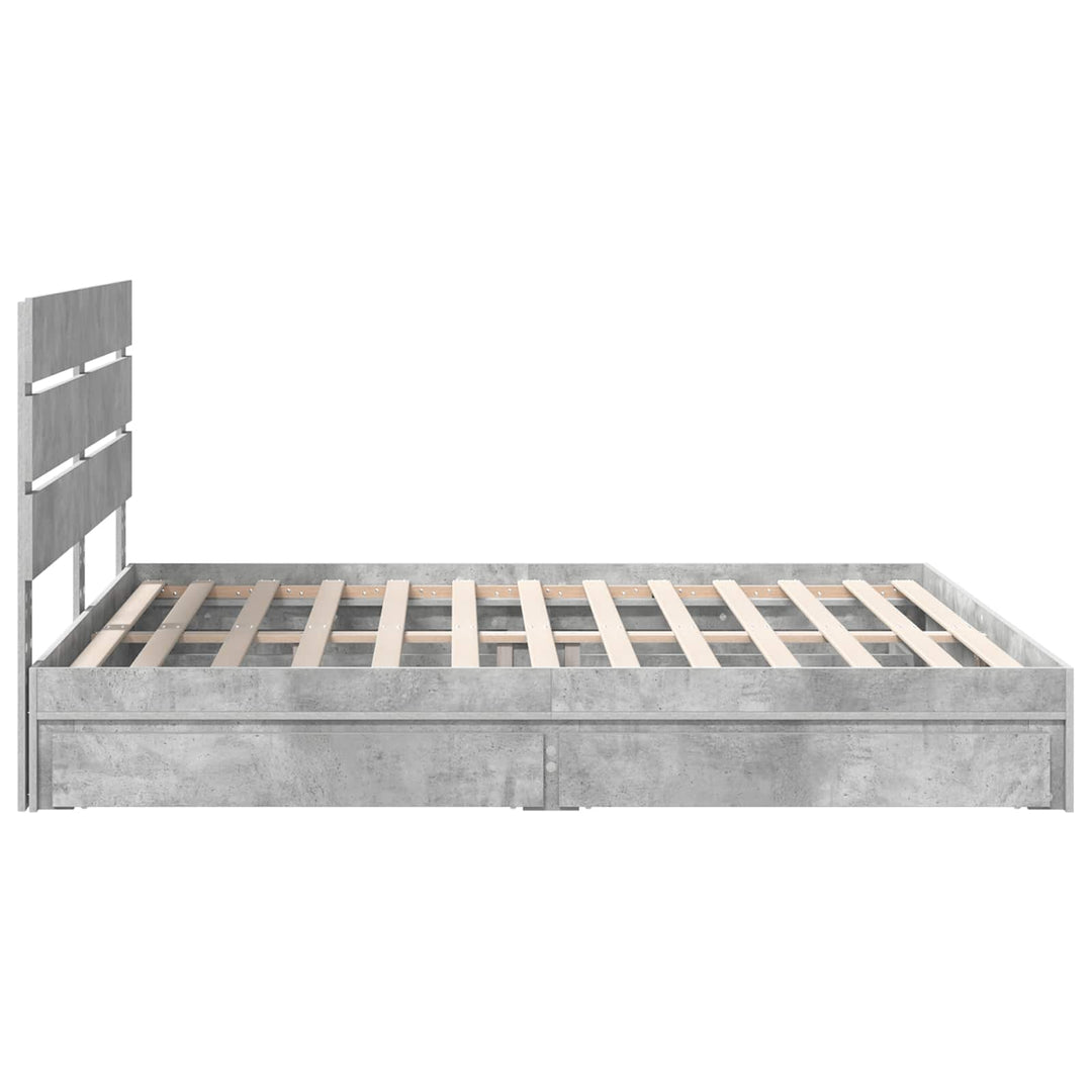Opbevaringsseng Beton Grå 200 x 200 cm Konstrueret træ