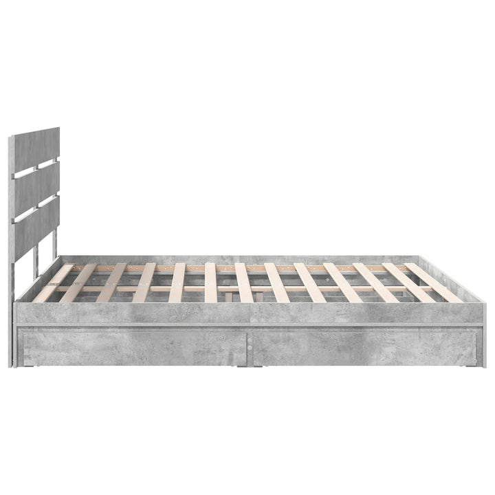 Opbevaringsseng Beton Grå 200 x 200 cm Konstrueret træ