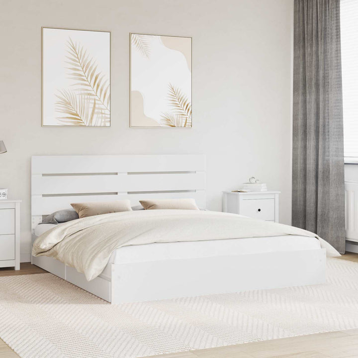 Opbevaringsseng med skuffe Hvid 180 x 200 cm Konstrueret træ