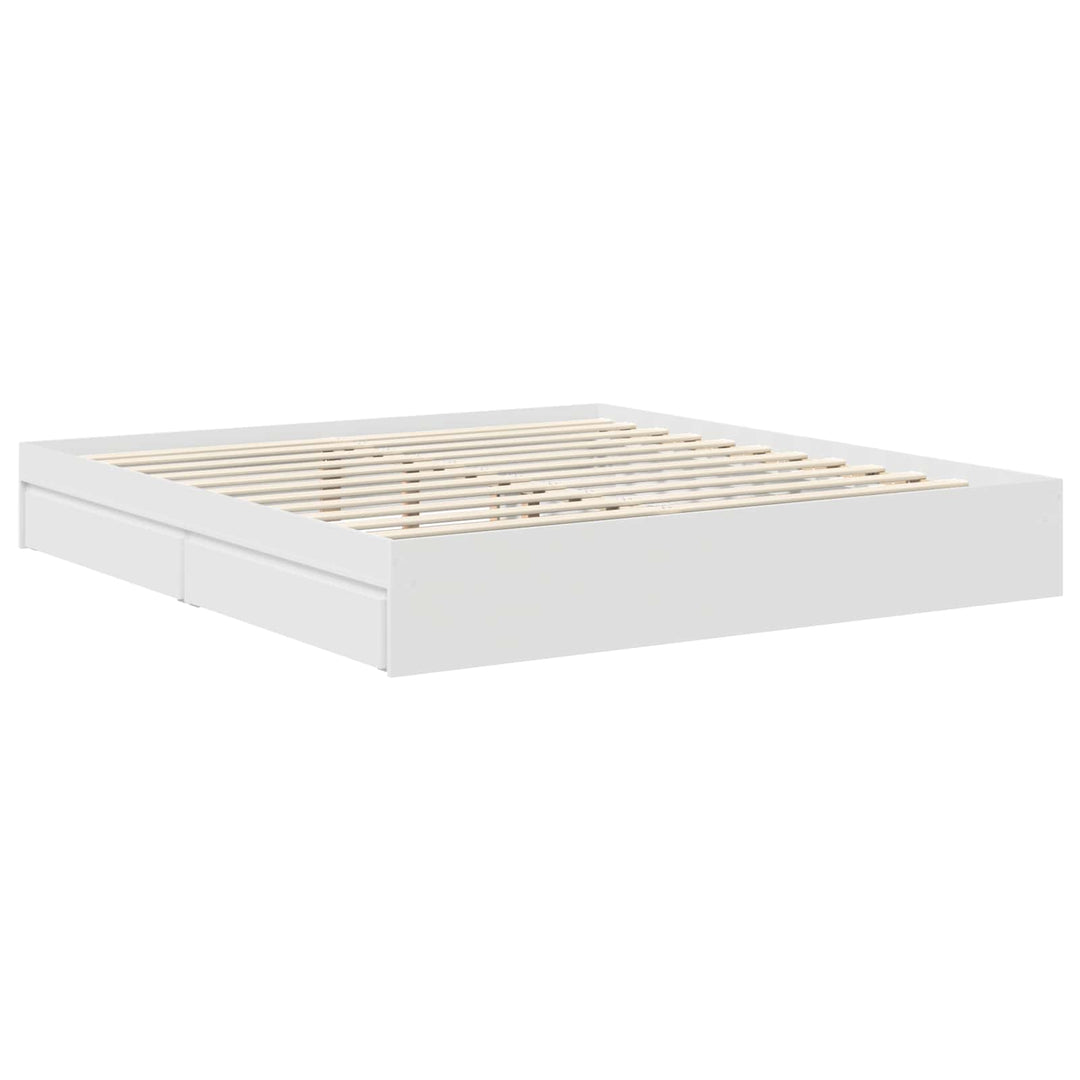 Opbevaringsseng med skuffe Hvid 180 x 200 cm Konstrueret træ