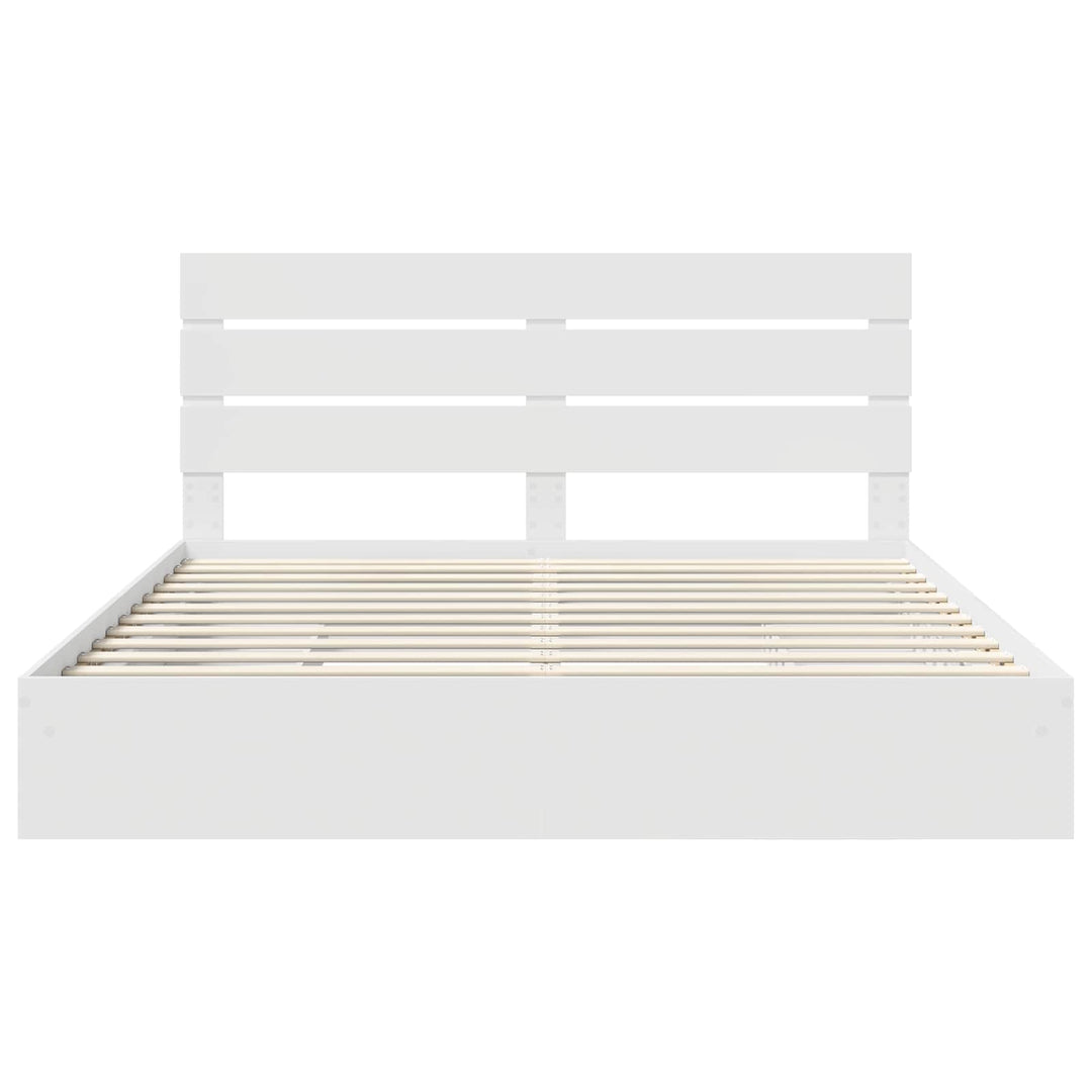 Opbevaringsseng med skuffe Hvid 180 x 200 cm Konstrueret træ