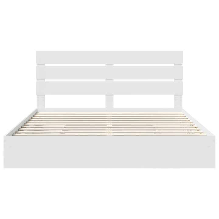 Opbevaringsseng med skuffe Hvid 180 x 200 cm Konstrueret træ
