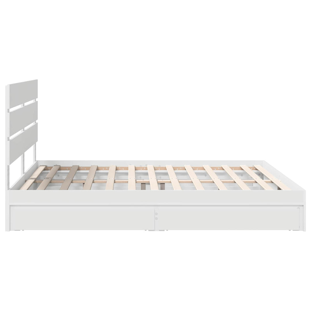 Opbevaringsseng med skuffe Hvid 180 x 200 cm Konstrueret træ
