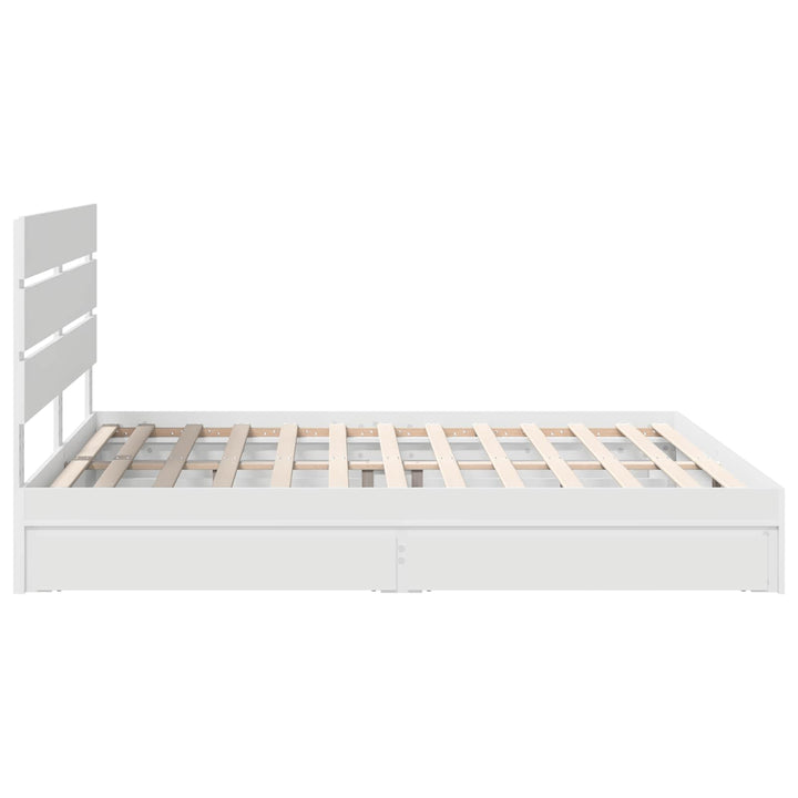 Opbevaringsseng med skuffe Hvid 180 x 200 cm Konstrueret træ