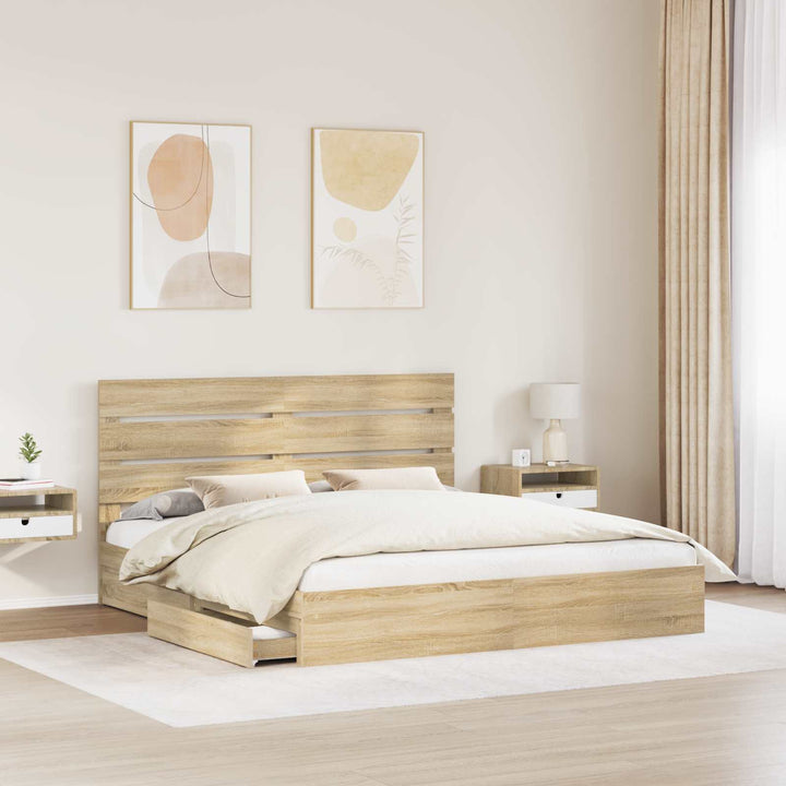 Opbevaringsseng Sonoma eg 180 x 200 cm Konstrueret træ