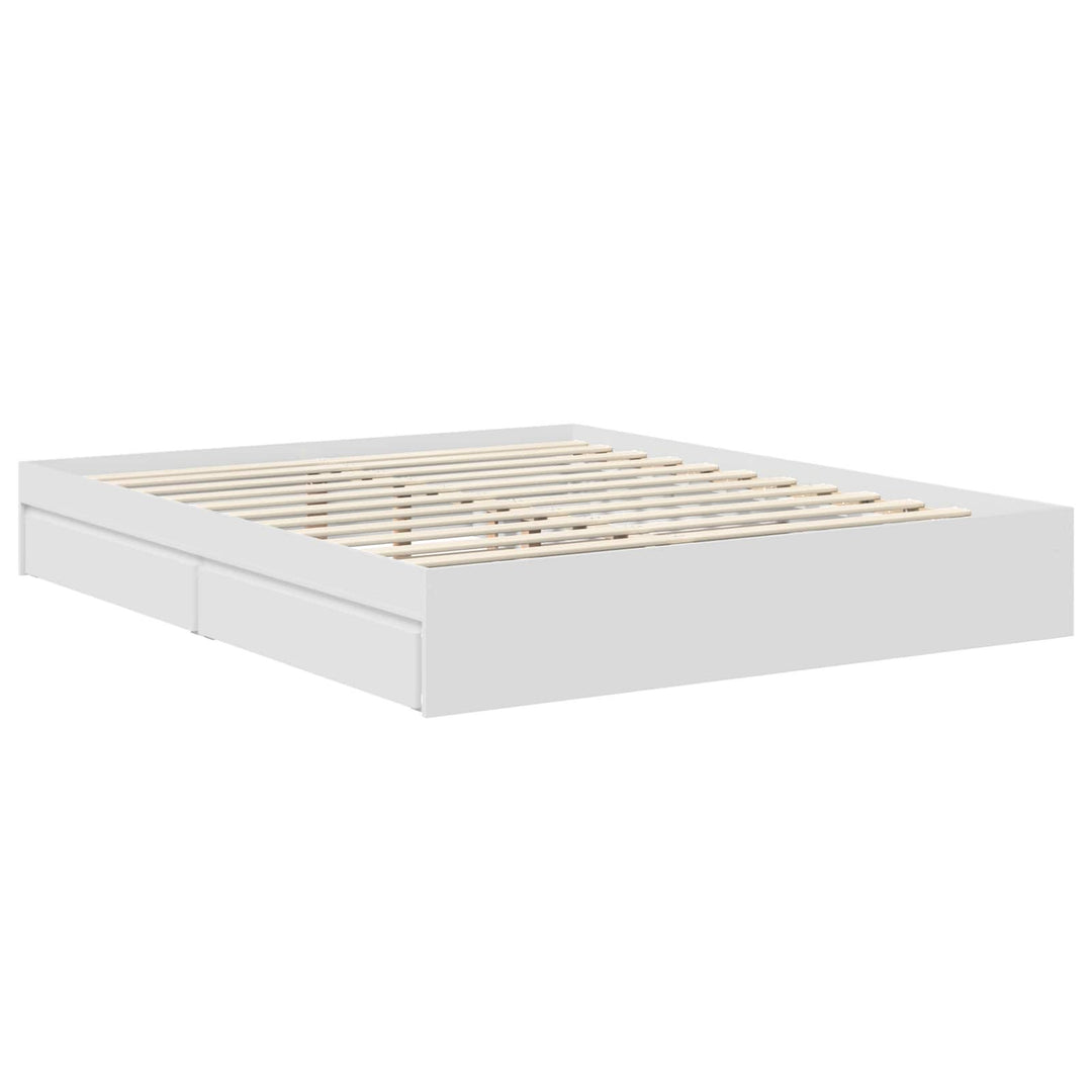 Opbevaringsseng med skuffe Hvid 160 x 200 cm Konstrueret træ