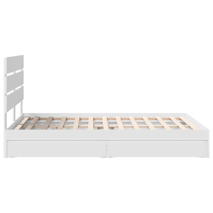 Opbevaringsseng med skuffe Hvid 160 x 200 cm Konstrueret træ