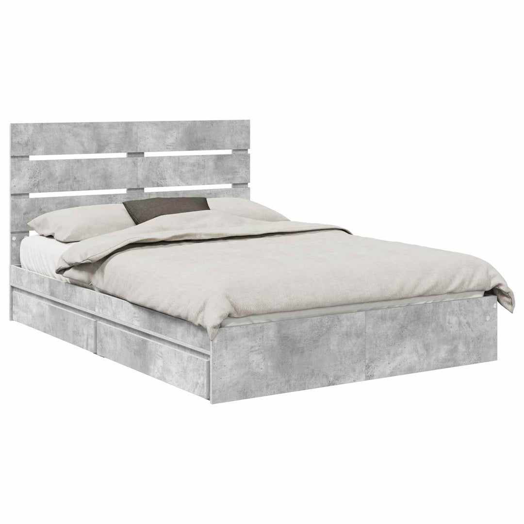 Opbevaringsseng Beton Grå 150 x 200 cm Konstrueret træ
