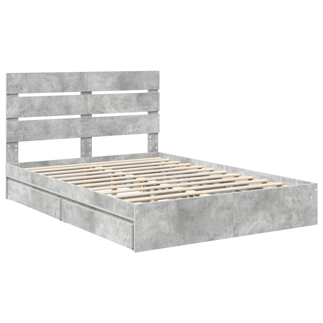 Opbevaringsseng Beton Grå 150 x 200 cm Konstrueret træ
