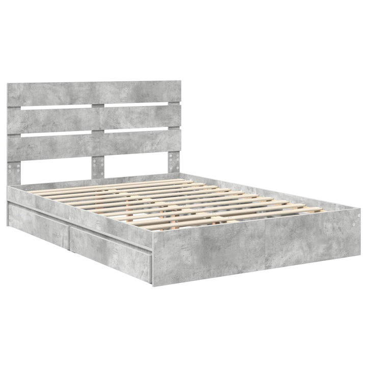 Opbevaringsseng Beton Grå 150 x 200 cm Konstrueret træ