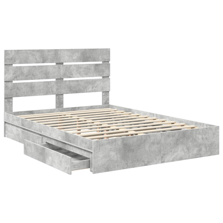 Opbevaringsseng Beton Grå 150 x 200 cm Konstrueret træ