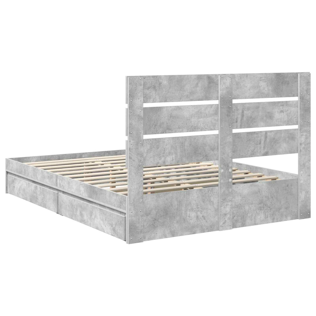 Opbevaringsseng Beton Grå 150 x 200 cm Konstrueret træ