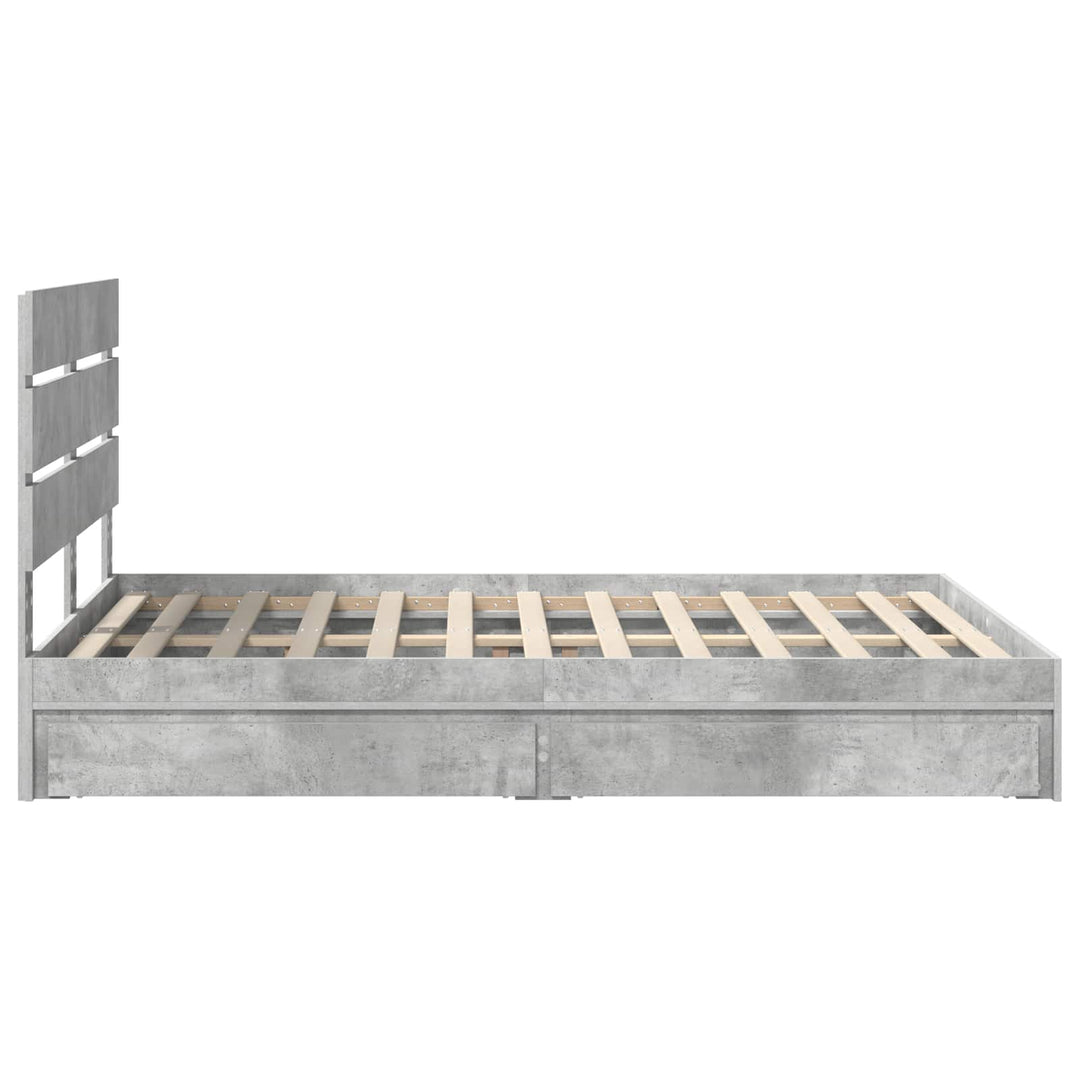 Opbevaringsseng Beton Grå 150 x 200 cm Konstrueret træ