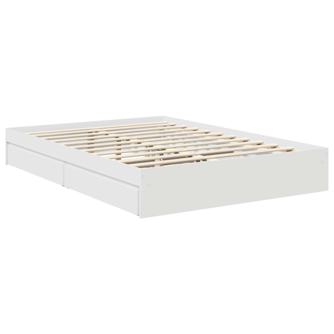 Opbevaringsseng med skuffe Hvid 140 x 200 cm Konstrueret træ