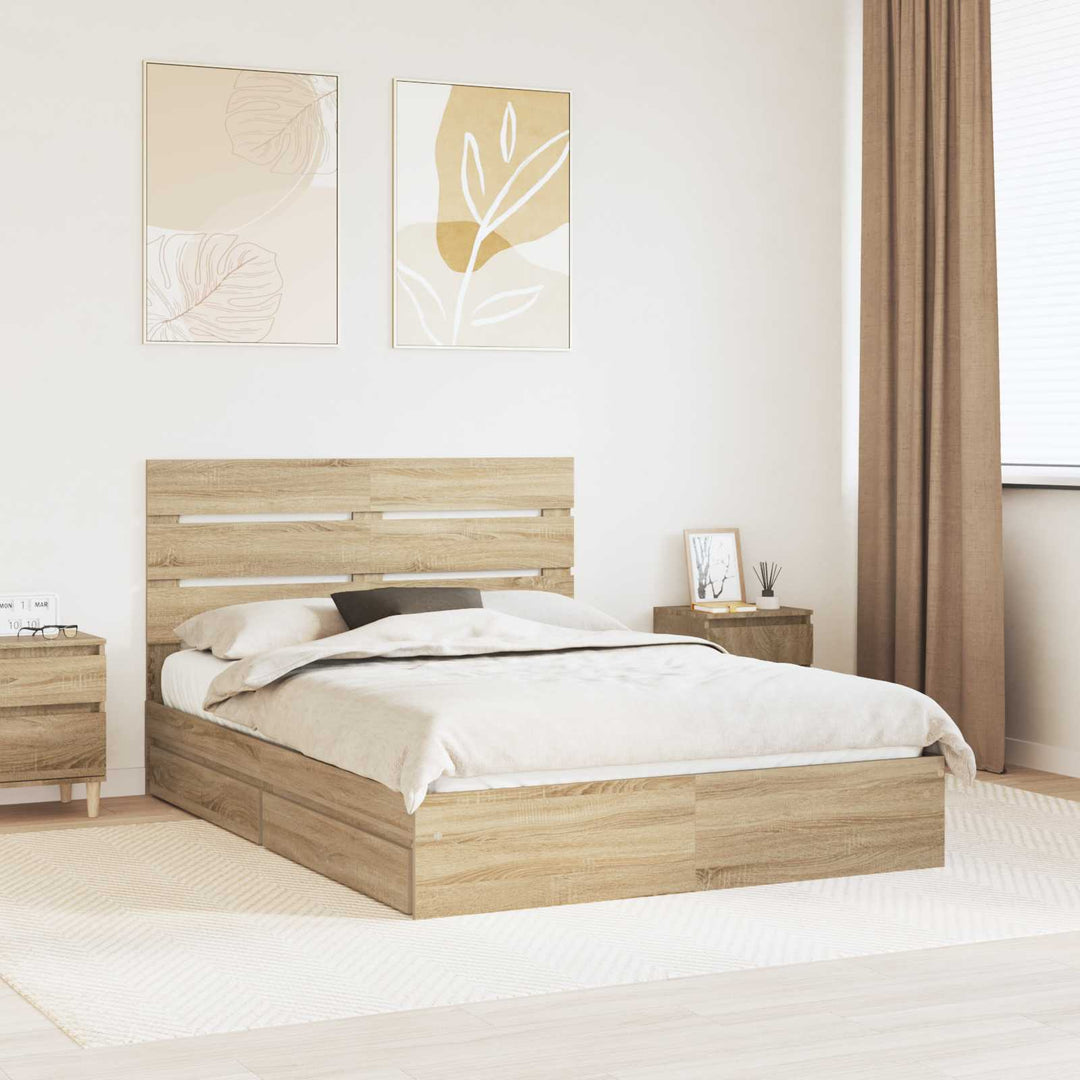 Opbevaringsseng Sonoma eg 140 x 200 cm Konstrueret træ